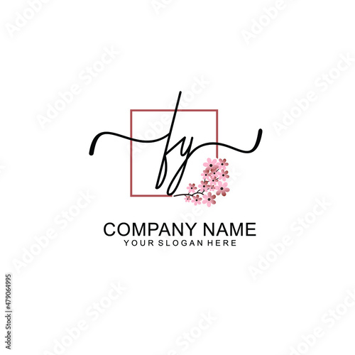 Initial FY beauty monogram and elegant logo design  handwriting logo of initial signature photo