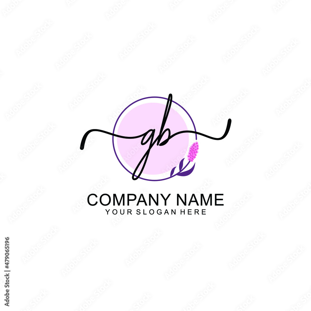 Initial GB beauty monogram and elegant logo design  handwriting logo of initial signature