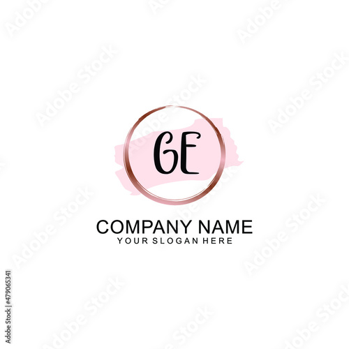 GE Initial handwriting logo vector. Hand lettering for designs
