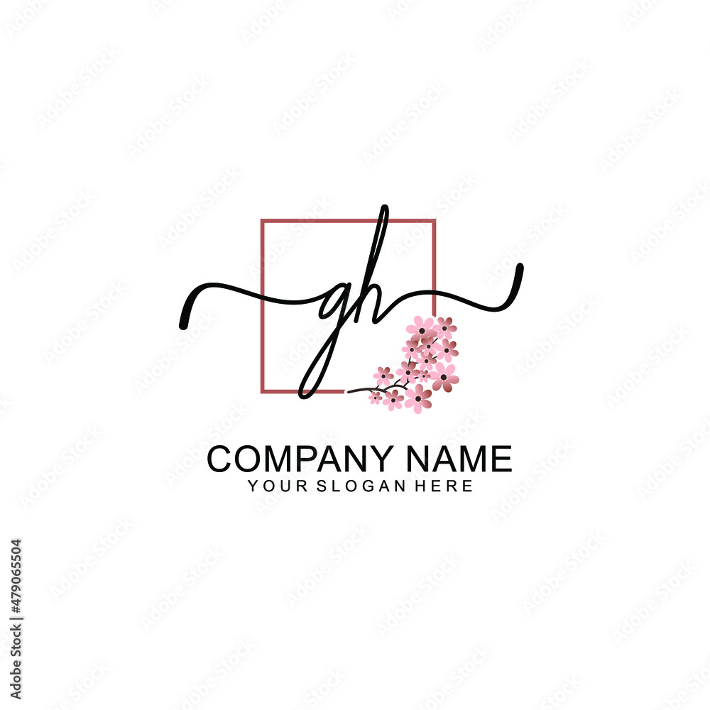 Initial GH beauty monogram and elegant logo design handwriting logo of initial signature Initial GH beauty monogram and elegant logo design handwriting logo of initial signature