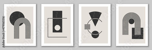 Set of minimal geometric backgrounds. Design for poster, wall decoration, cover. EPS10 vector template with simple shapes.