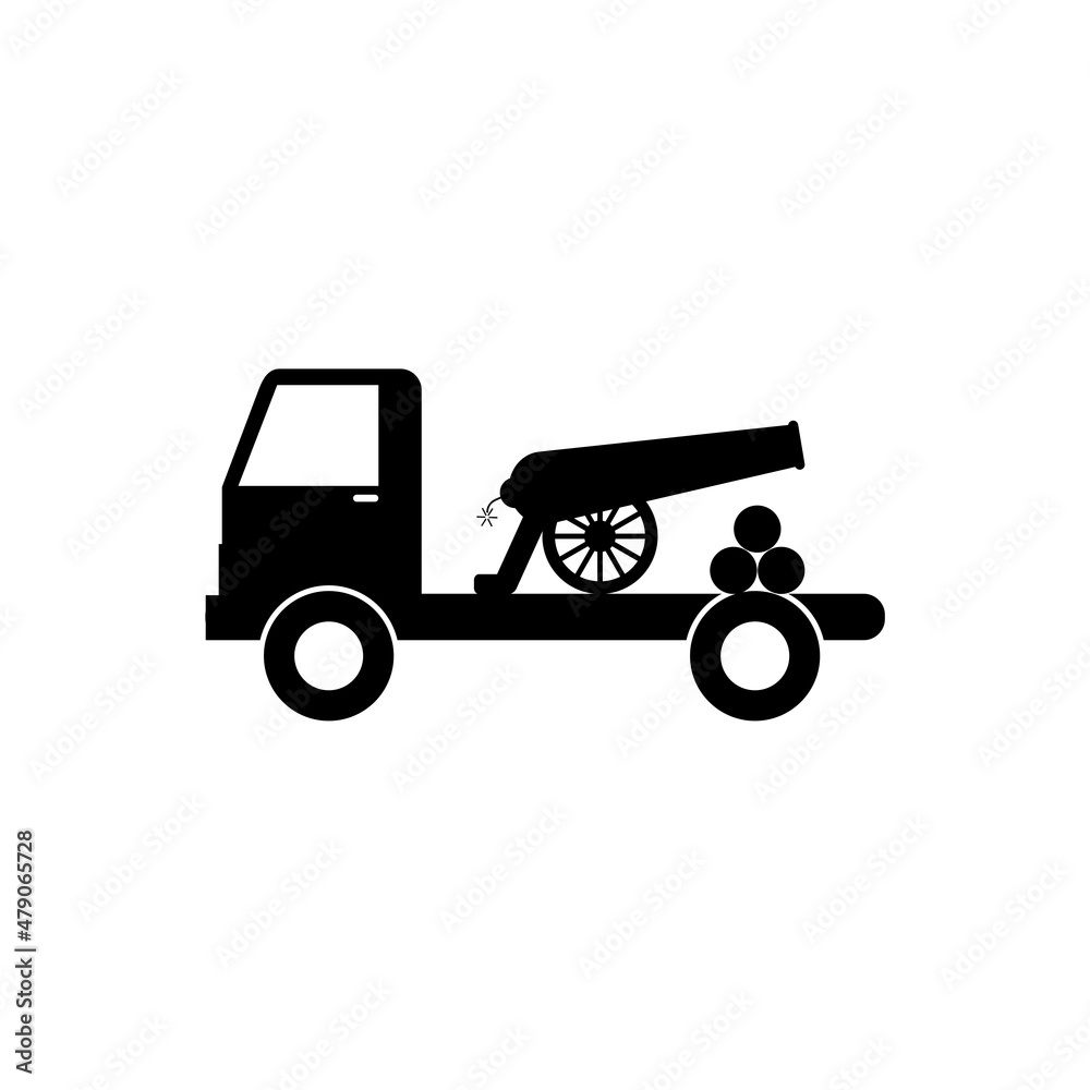 Cannon truck icon isolated on white background Cannon truck icon isolated on white background