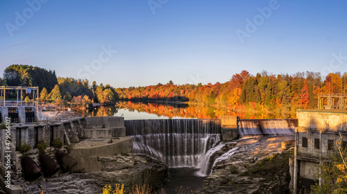 autumn landscape with a dam