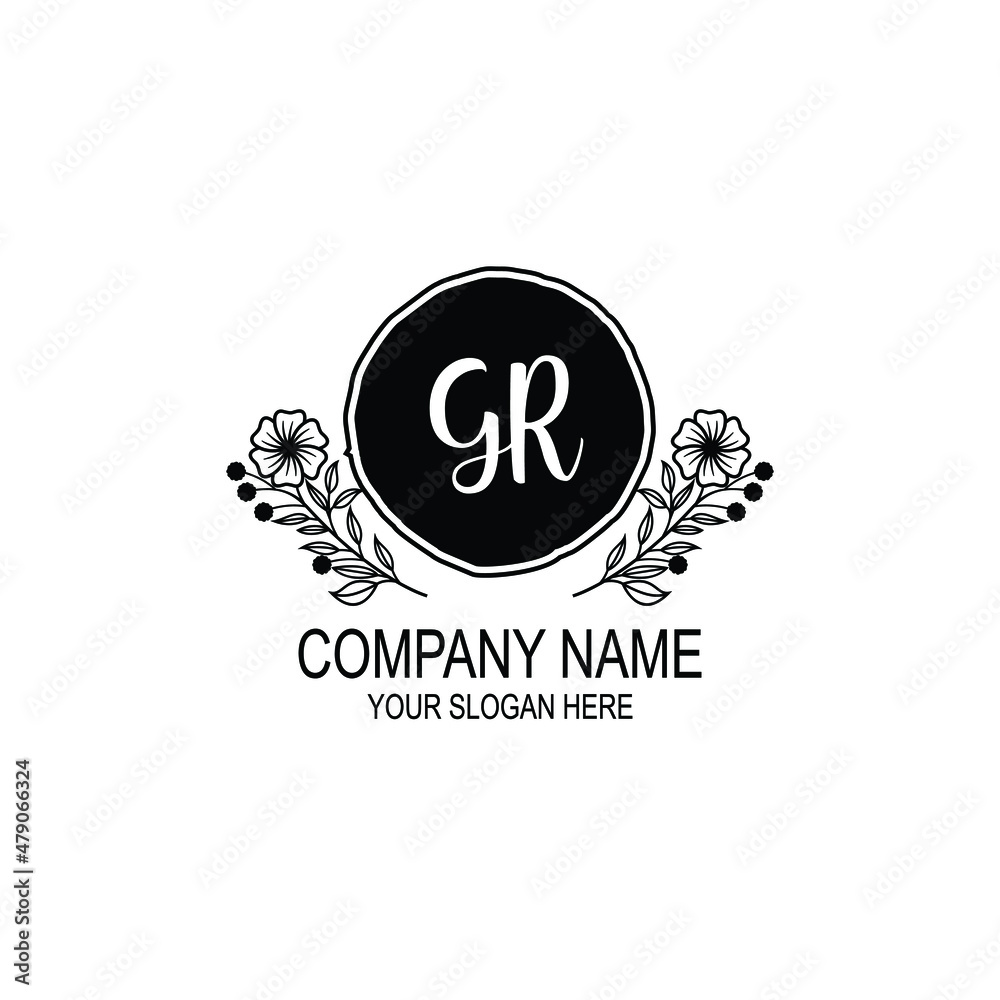 GR initial hand drawn wedding monogram logos