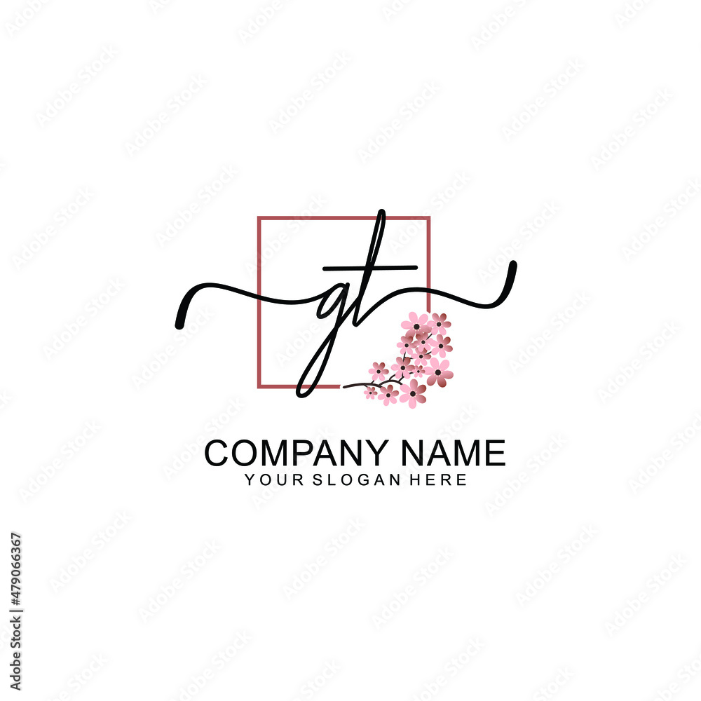 Initial GT beauty monogram and elegant logo design handwriting logo of initial signature Initial GT beauty monogram and elegant logo design handwriting logo of initial signature