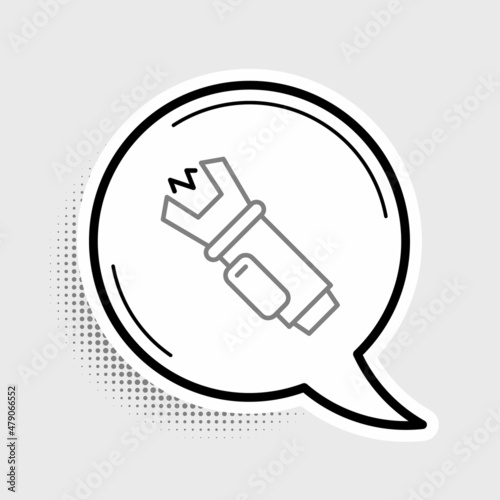 Line Police electric shocker icon isolated on grey background. Shocker for protection. Taser is an electric weapon. Colorful outline concept. Vector