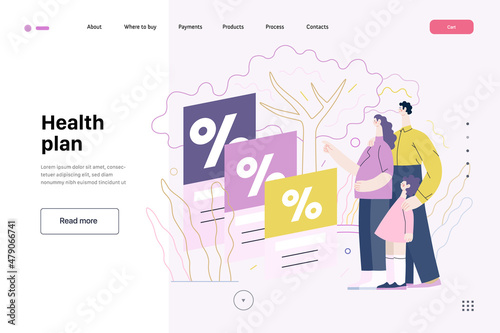 Health plans - medical insurance web template. Modern flat vector
