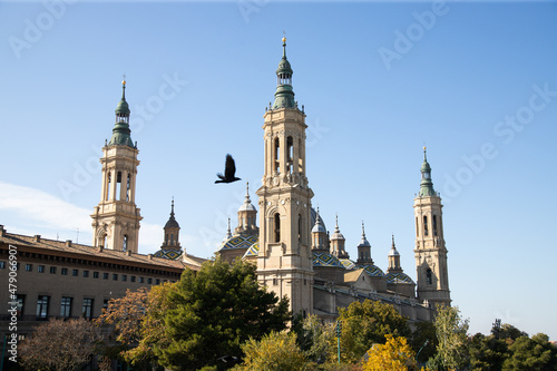 Zaragoza, Spain. View of baroque Basilica de Nuestra Senora del Pilar on sunny day © erika8213