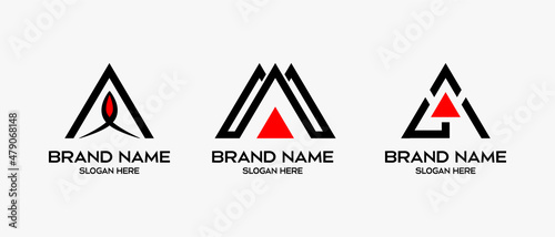 set of letter a logo with modern triangular element concept for company or business