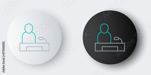 Line Television report icon isolated on grey background. TV news. Colorful outline concept. Vector