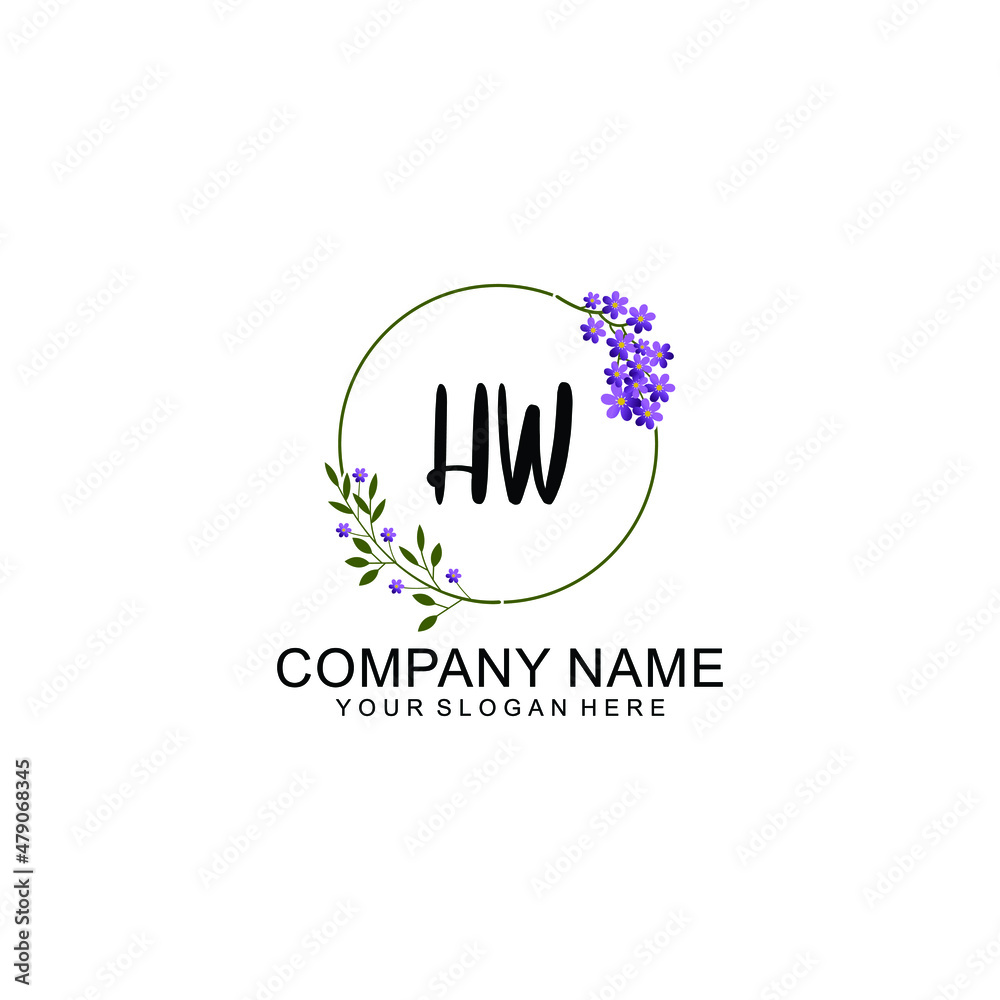 HW Initial handwriting logo vector. Hand lettering for designs HW Initial handwriting logo vector. Hand lettering for designs