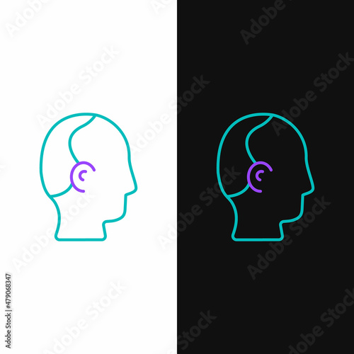 Line Baldness icon isolated on white and black background. Alopecia. Colorful outline concept. Vector