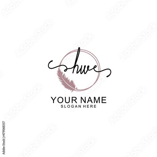 Initial HW beauty monogram and elegant logo design  handwriting logo of initial signature