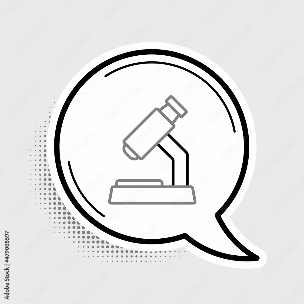 Line Microscope icon isolated on grey background. Chemistry, pharmaceutical instrument, microbiology magnifying tool. Colorful outline concept. Vector Line Microscope icon isolated on grey background. Chemistry, pharmaceutical instrument, microbiology magnifying tool. Colorful outline concept. Vector