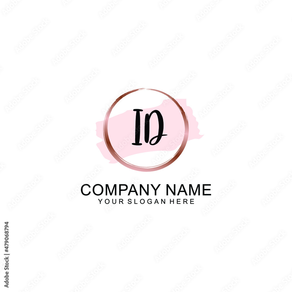 ID Initial handwriting logo vector. Hand lettering for designs