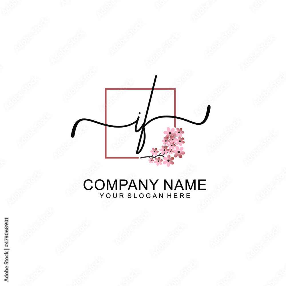 Initial IF beauty monogram and elegant logo design  handwriting logo of initial signature