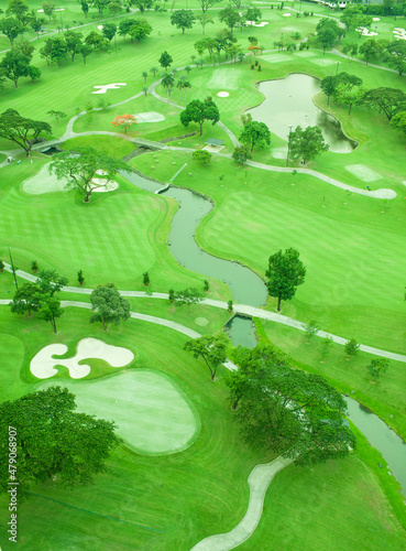 golf course green birds eye view Fototapet