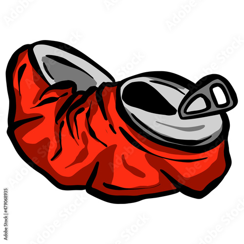 Crushed Soda Cola Tin or Aluminium Can Cartoon Logo Mascot