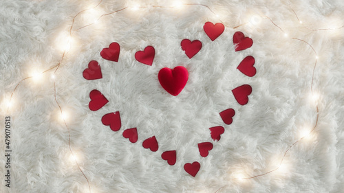 Red Heart On Snow-white Carpet