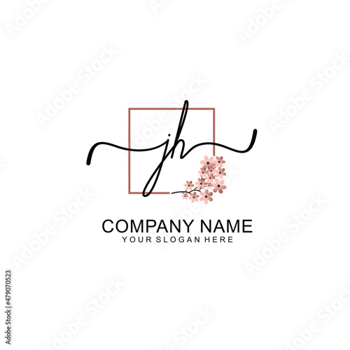 Initial JH beauty monogram and elegant logo design  handwriting logo of initial signature