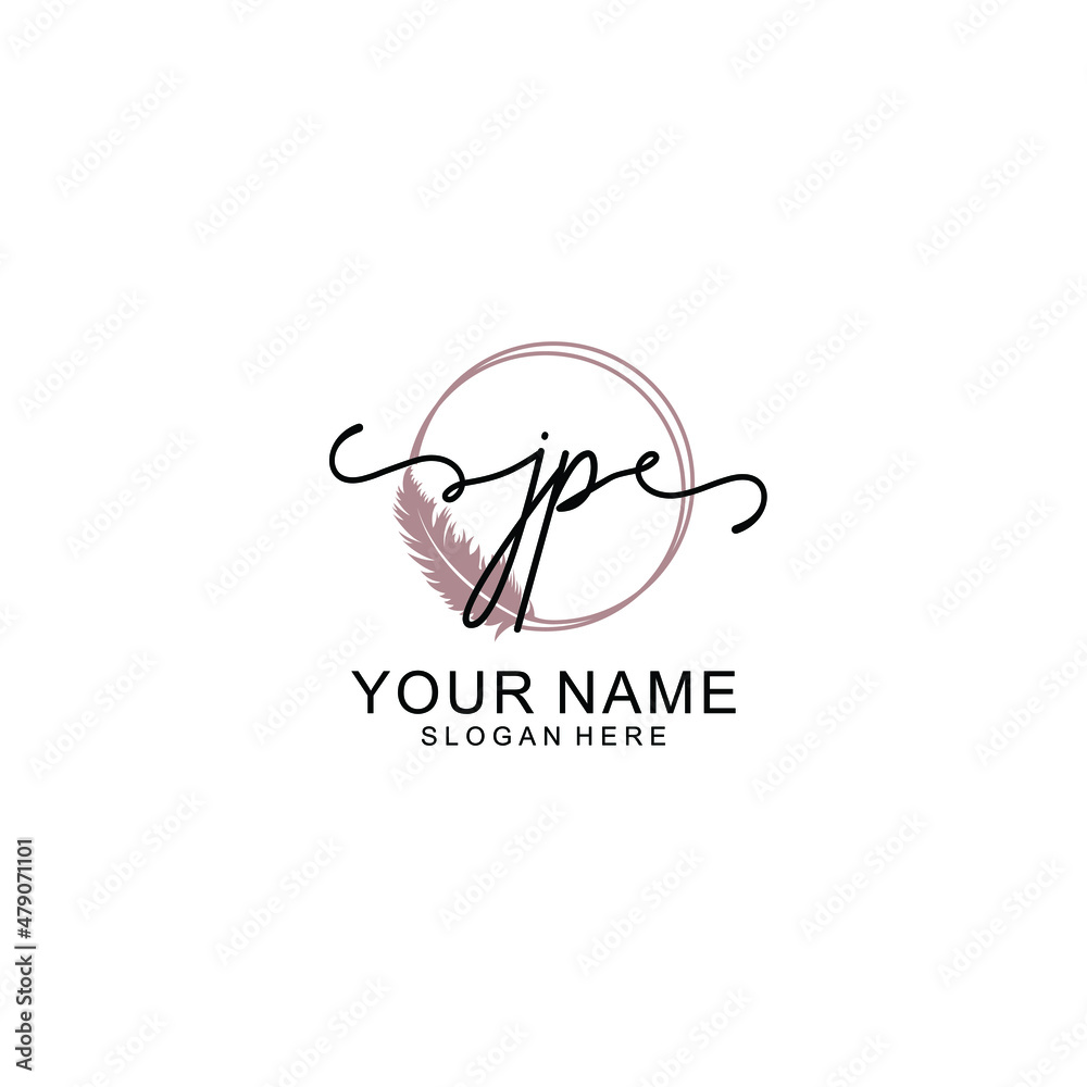 Initial JP beauty monogram and elegant logo design handwriting logo of initial signature Initial JP beauty monogram and elegant logo design handwriting logo of initial signature