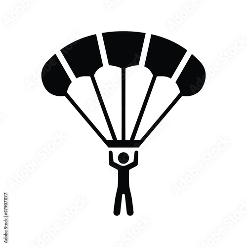 Fototapeta Landing, parachute, skydiving icon. Black vector graphics.