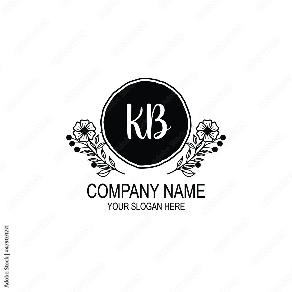 KB initial hand drawn wedding monogram logos
