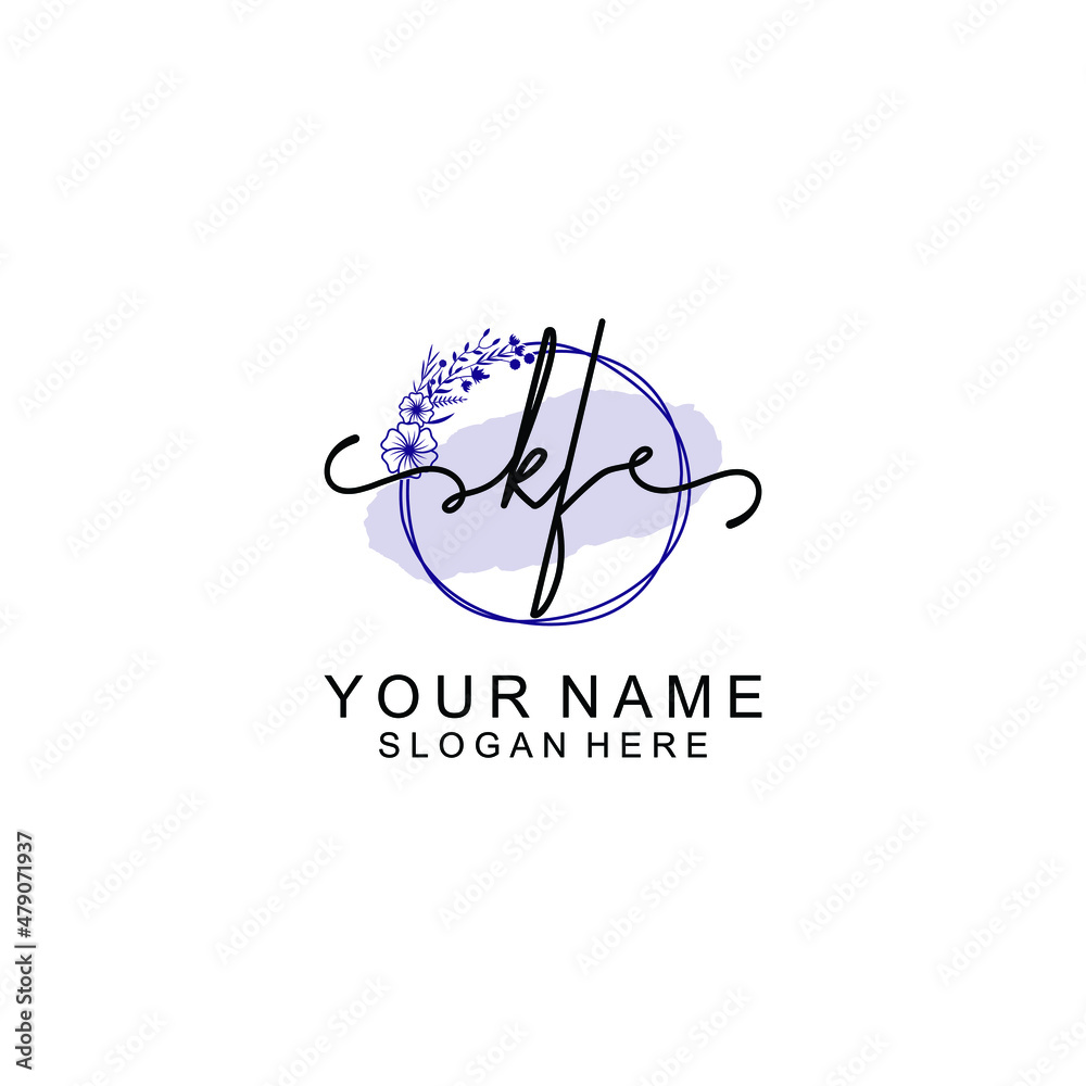 Initial KF beauty monogram and elegant logo design handwriting logo of initial signature Initial KF beauty monogram and elegant logo design handwriting logo of initial signature