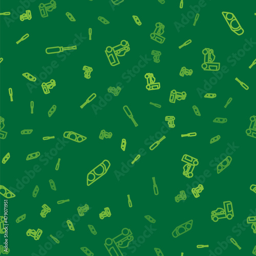 Set line Screwdriver, Car headlight and transporter truck on seamless pattern. Vector
