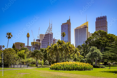 Royal Botanic Gardens Sydney mit Blick auf die Skyline