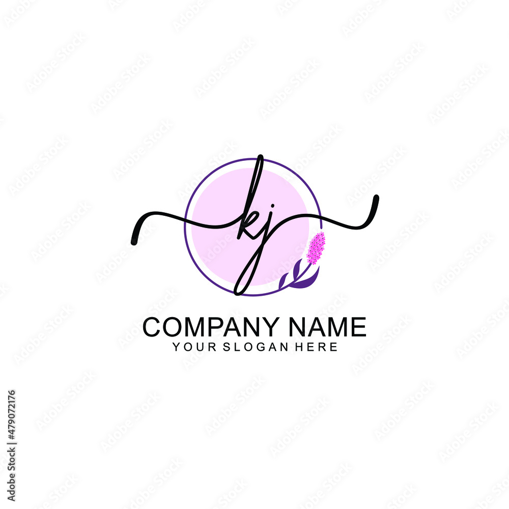 Initial KJ beauty monogram and elegant logo design handwriting logo of initial signature Initial KJ beauty monogram and elegant logo design handwriting logo of initial signature