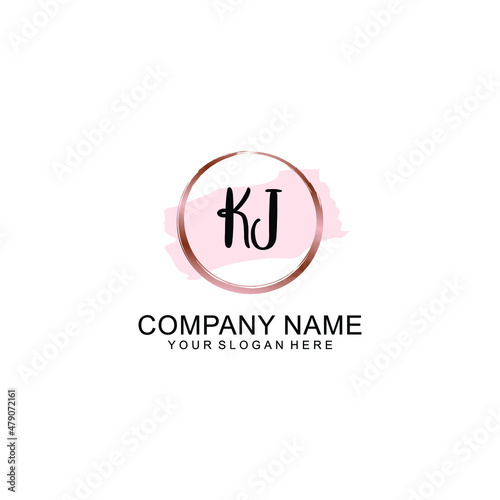 KJ Initial handwriting logo vector. Hand lettering for designs