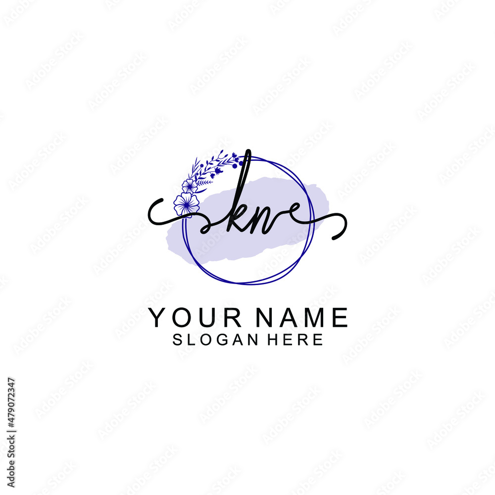 Initial KN beauty monogram and elegant logo design handwriting logo of initial signature Initial KN beauty monogram and elegant logo design handwriting logo of initial signature