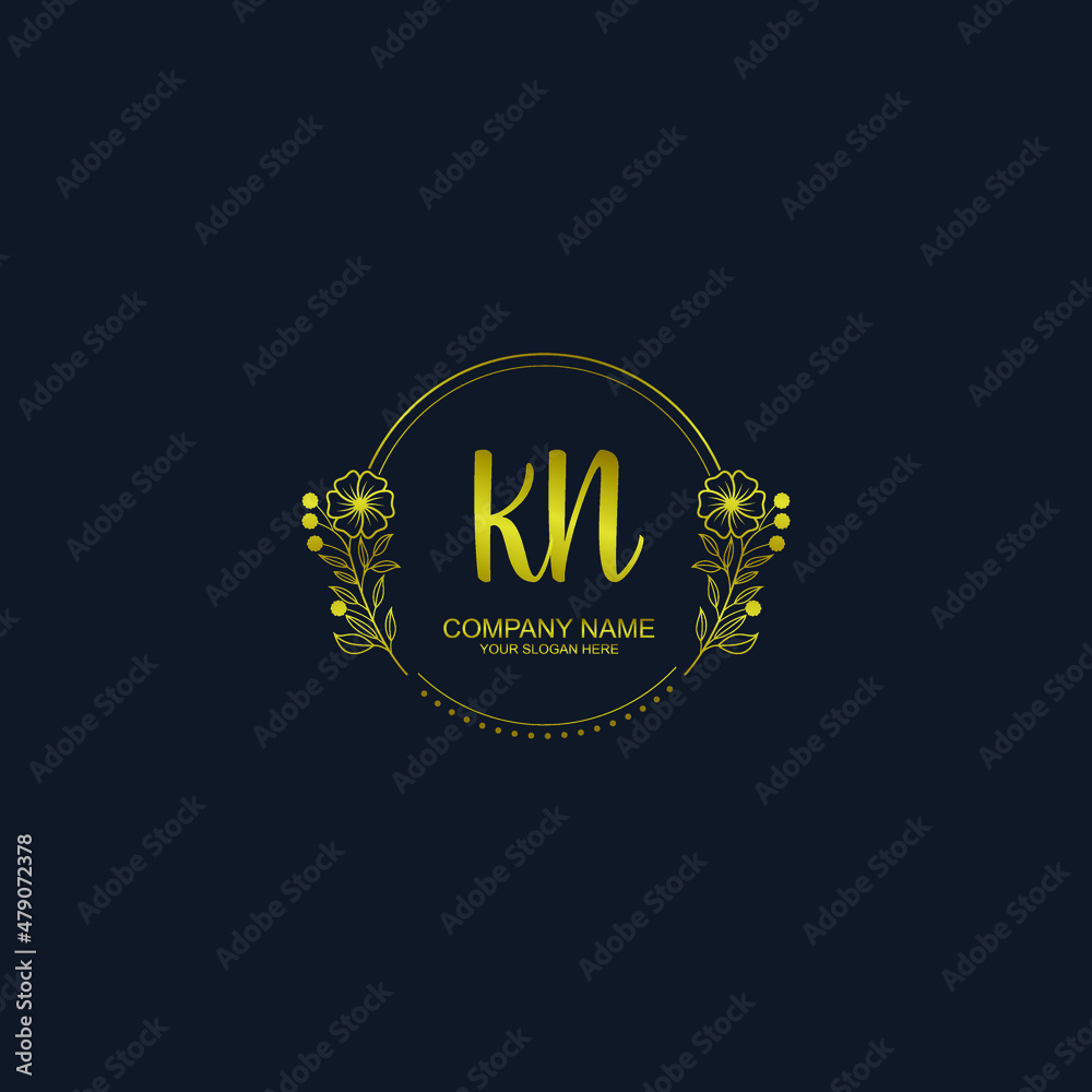 KN Initial handwriting logo vector. Hand lettering for designs KN Initial handwriting logo vector. Hand lettering for designs