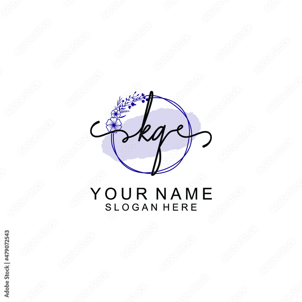 Initial KQ beauty monogram and elegant logo design handwriting logo of initial signature Initial KQ beauty monogram and elegant logo design handwriting logo of initial signature
