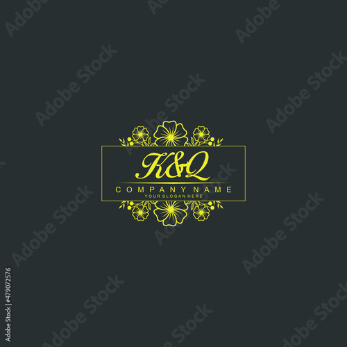 KQ Initial handwriting logo vector. Hand lettering for designs