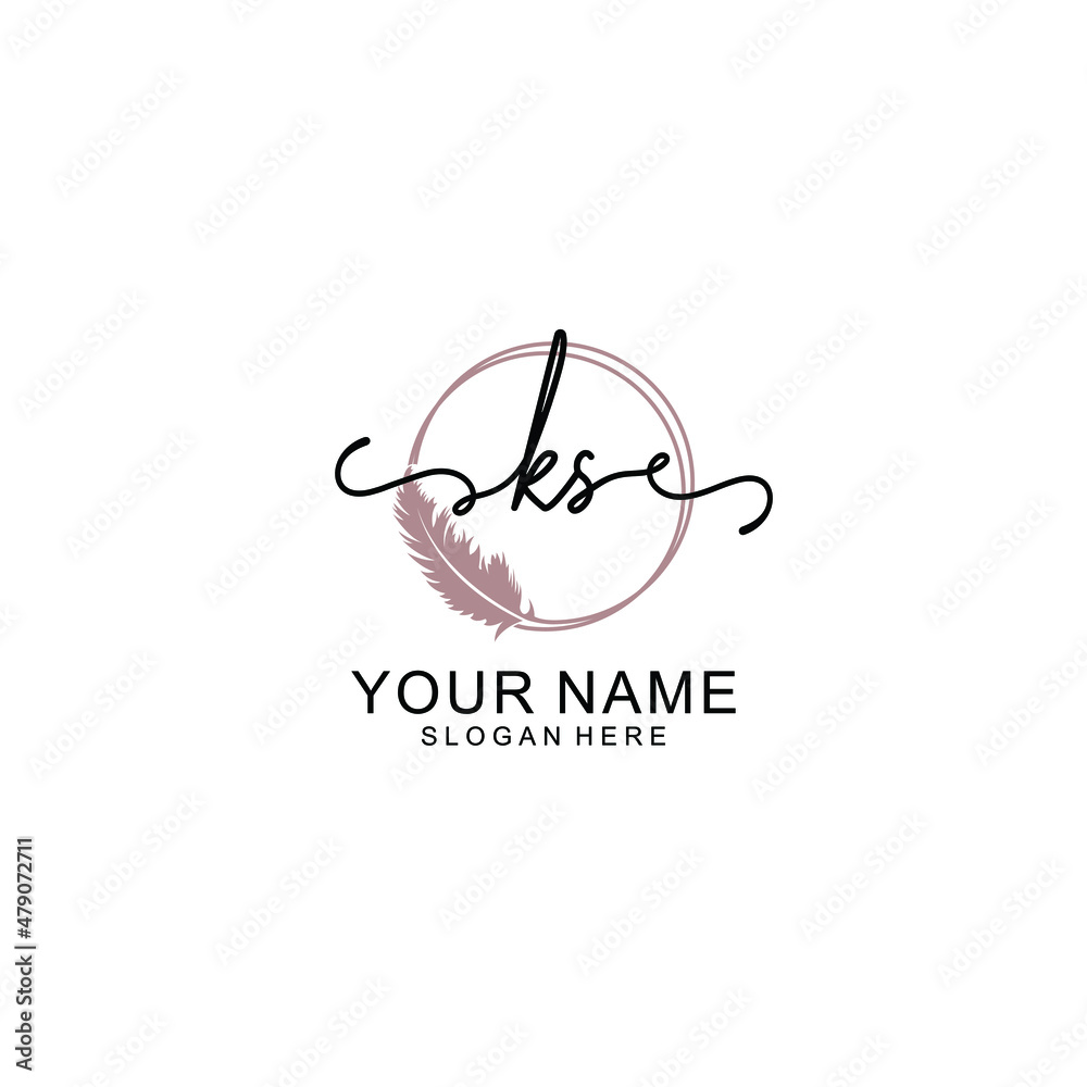 Initial KS beauty monogram and elegant logo design  handwriting logo of initial signature