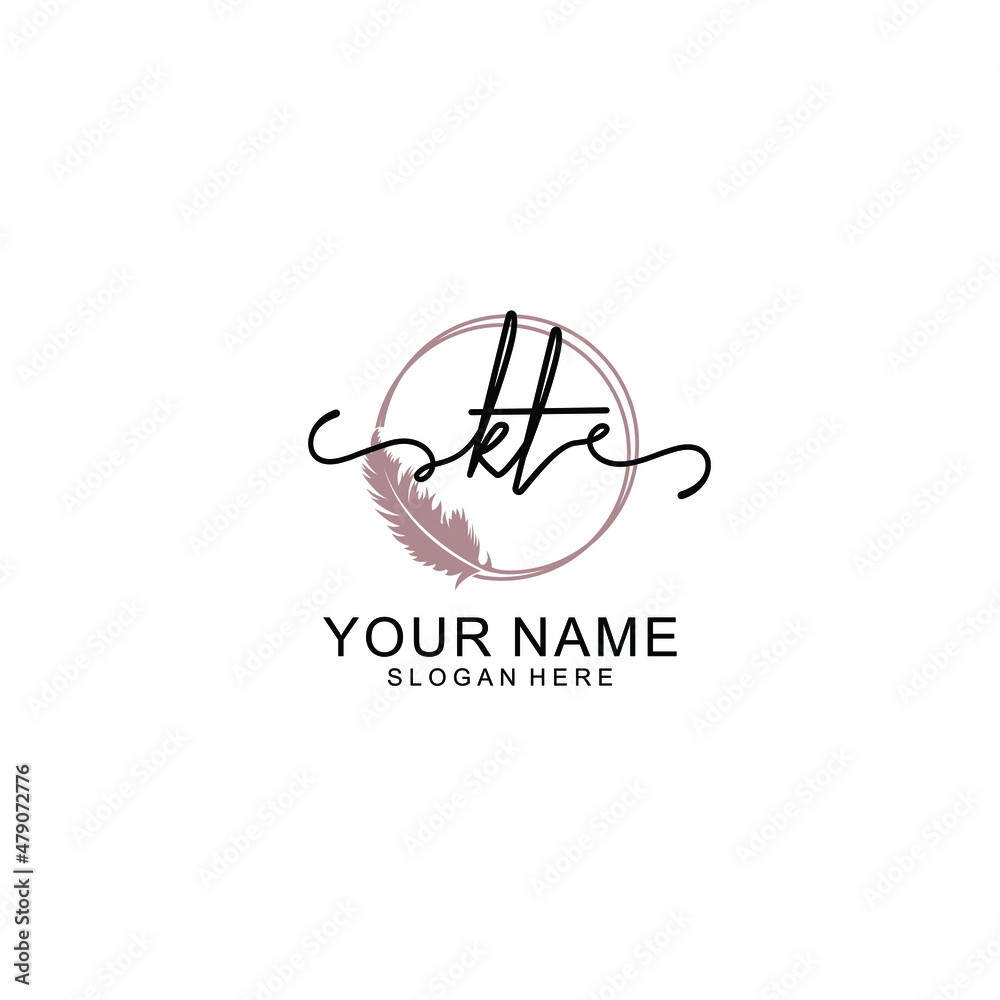 Initial KT beauty monogram and elegant logo design  handwriting logo of initial signature