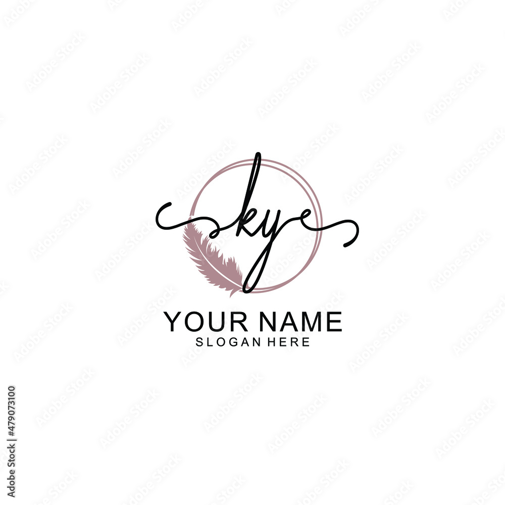 Initial KY beauty monogram and elegant logo design handwriting logo of initial signature Initial KY beauty monogram and elegant logo design handwriting logo of initial signature