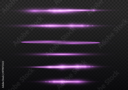 Horizontal violet light rays, flash purple line.