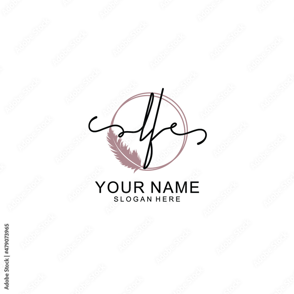Initial LF beauty monogram and elegant logo design  handwriting logo of initial signature