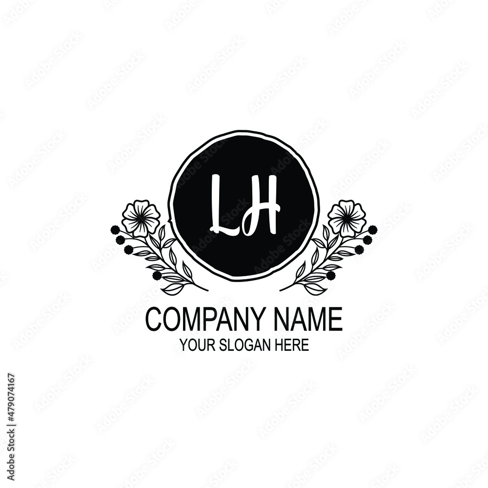 LH initial hand drawn wedding monogram logos