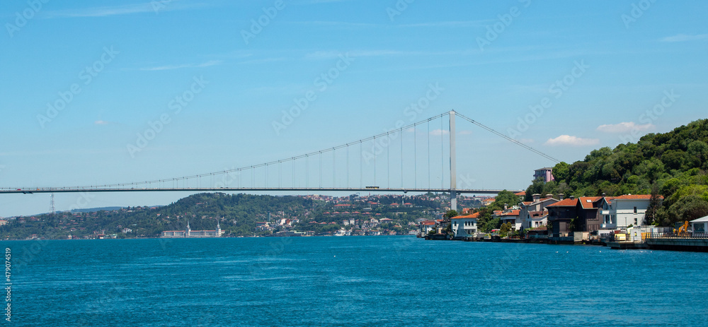 The Bosphorus, the bridge over the strait and the Asian part of Istanbul
