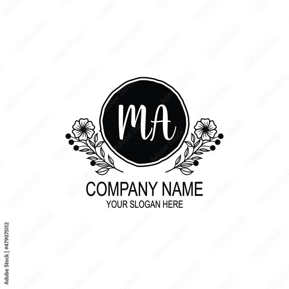 MA initial hand drawn wedding monogram logos
