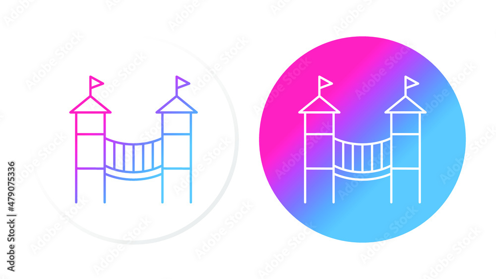 rope bridge castle, gradient icon, light and dark rope bridge castle, gradient icon, light and dark