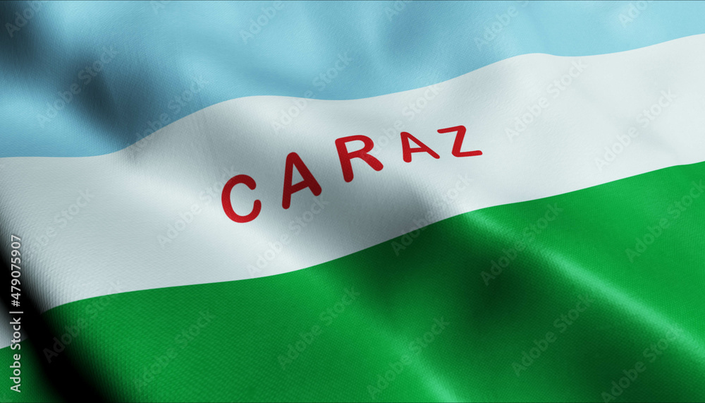 3D Waving Peru Province Flag of Huaylas Closeup View 3D Waving Peru Province Flag of Huaylas Closeup View