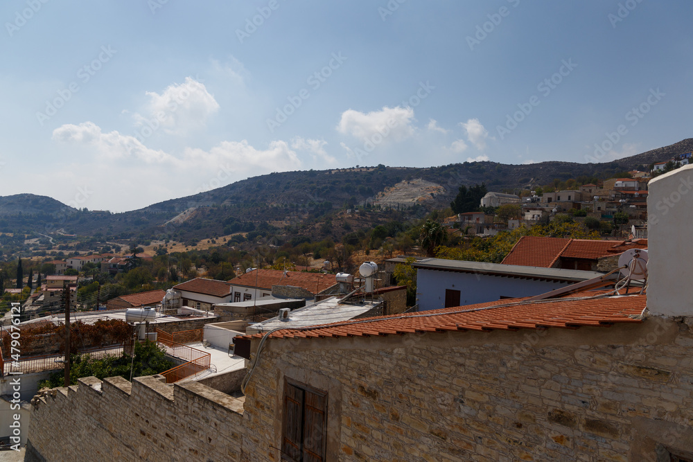 Beautiful landscape in the mountains. Lovely view of the Mountains. Mountain serpentine, olive plantations. Postcard view. Travel concept. Cyprus, Lefkara