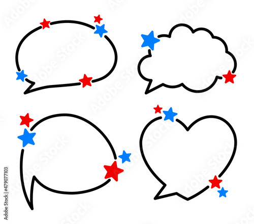 Set of speech bubbles with american stars.