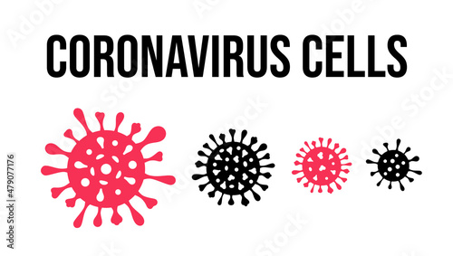 SARS-CoV-2 Coronavirus Bacteria Cell Icon, 2019-nCoV, Covid-2019, Coronavirus Bacteria. No Infection and Stop Coronavirus Concepts