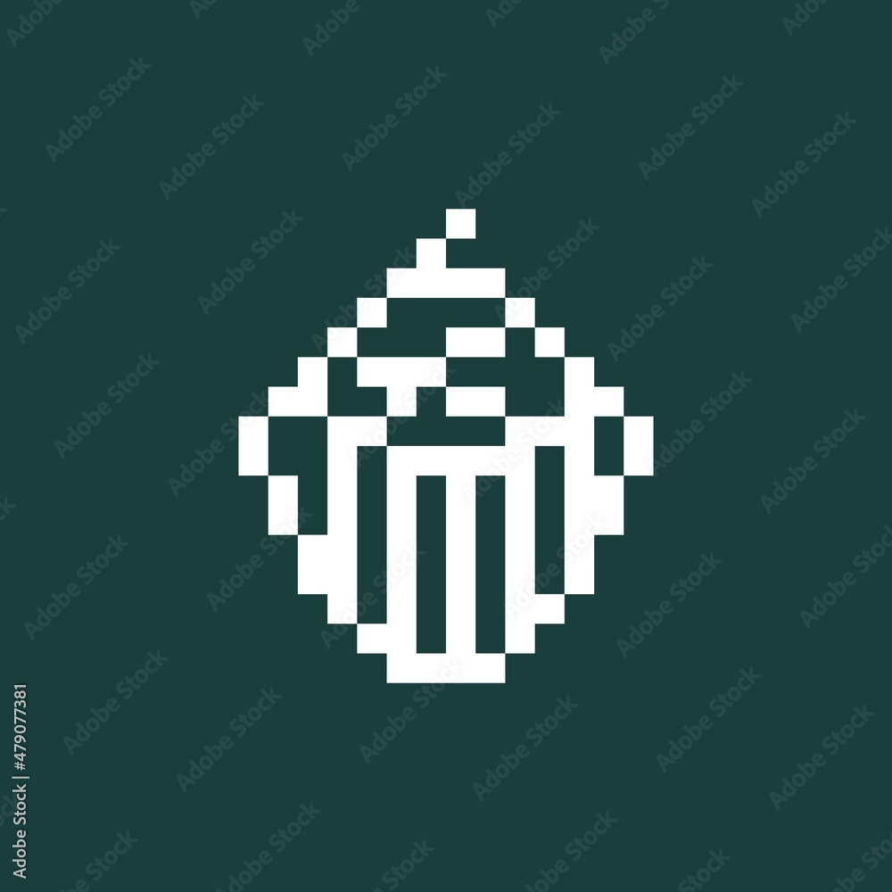 Fototapeta premium Cupcakes icon pixel art. Draw a picture on the blackboard. Vector illustration.